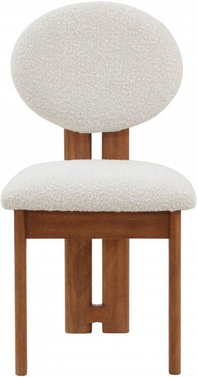 Meridian Furniture Napa Cream/Walnut Boucle Upholstered Dining Chair-1