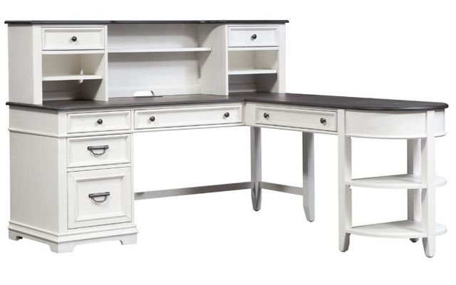 Liberty Furniture Allyson Park Charcoal/Wirebrushed White L-Shaped Desk Set-0