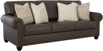 Front view of the Benchcraft® Roxmere Umber Queen Sofa Sleeper