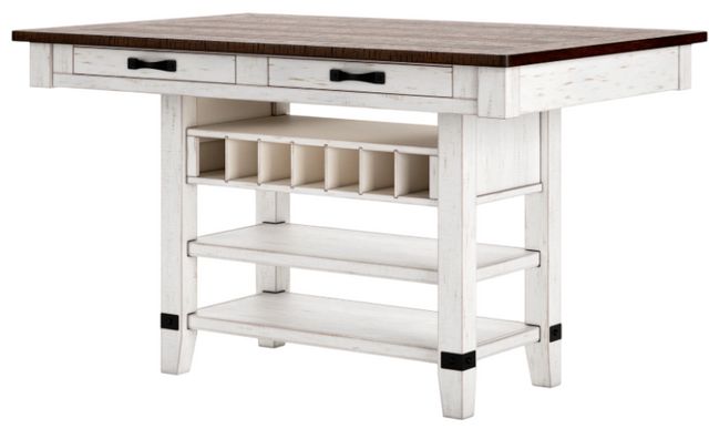 Signature Design by Ashley® Valebeck Brown Counter Height Dining Table with White Pedestal -1