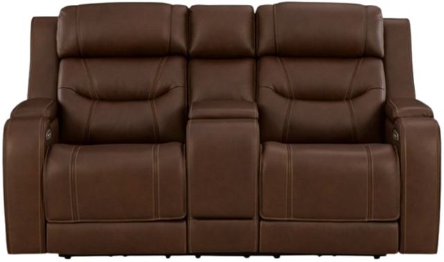 Signature Design by Ashley® Knightington Brown Power Reclining Loveseat with Audio Seating-2