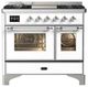 Ilve® Majestic III 40" White Pro Style Dual Fuel Liquid Propane Range with Triple Glass Door and Chrome Trim-0