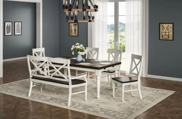 Emerald Home Mountain Retreat Antique White/Dark Mocha Dining Bench-1