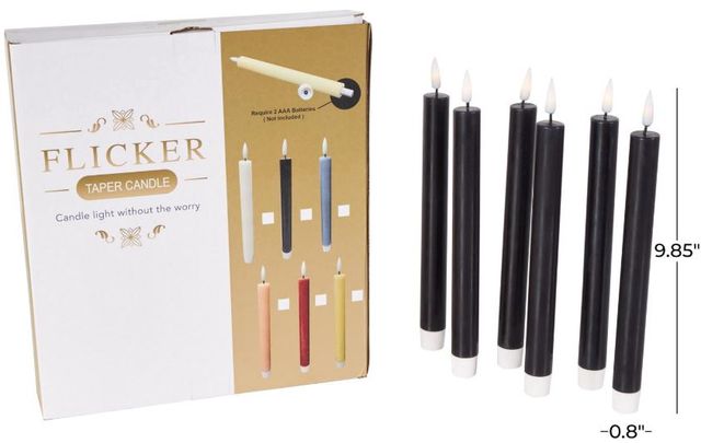 Deco Marche 6-Piece Black 10" Wax Flameless Candle with Remote Control Set-3
