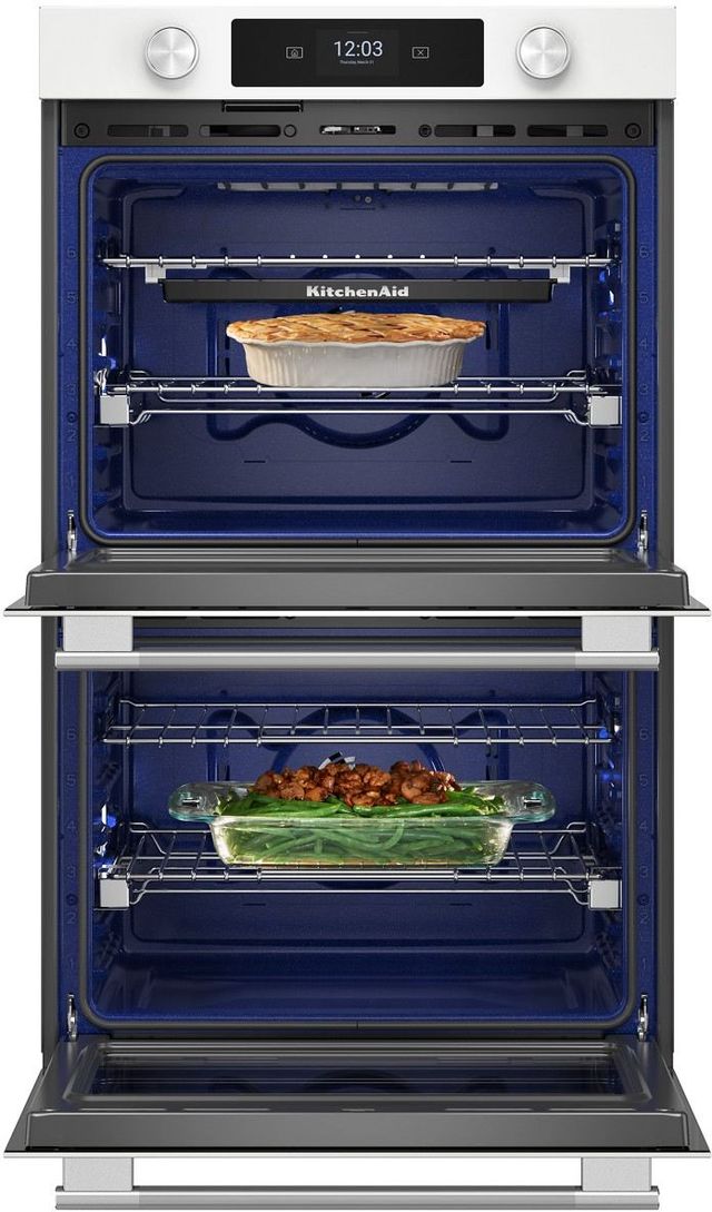 KitchenAid® 30" White Smart Double Electric Wall Oven with Assisted Cook Cycles-2