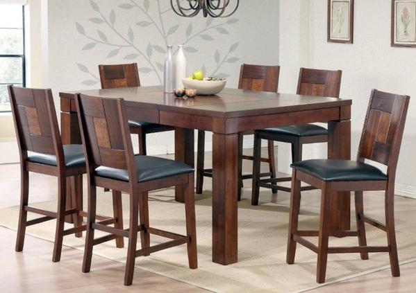 Allwood Furniture Group #105 Walnut & Ash Burl 7 Piece Dining Set