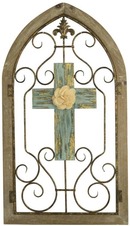 Classy Art Brown Cross on Shutters Wall Decor-0
