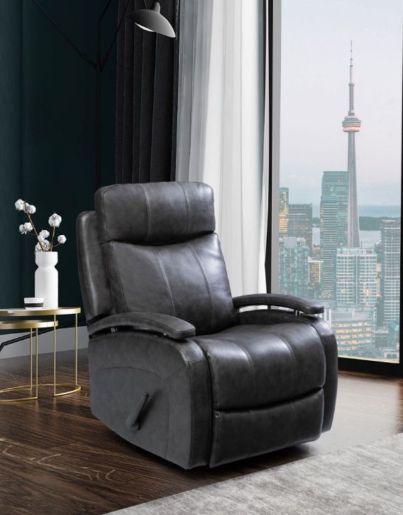 BarcaLounger® Duffy Ryegate Gray Leather Manual Swivel Glider Recliner-2