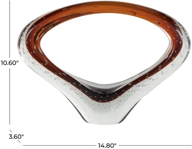 Deco Marche Copper Abstract Ombre Cutout Oval Decorative Sculpture with Bubble Texturing and Clear Accents-1