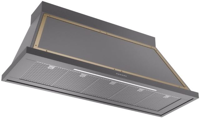 Ilve® Nostalgie II Noblesse 60" Graphite Matte Wall Mounted Range Hood with Brass Trim-1