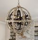 YHD Campion Distressed Khaki/Rustic Iron 5-Light Chandelier-1
