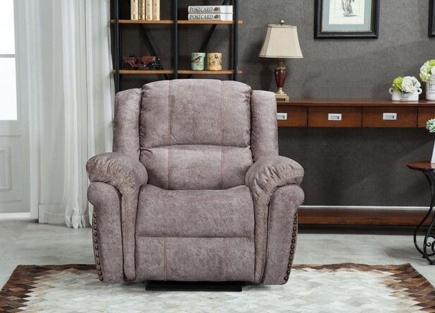 Milton Greens Stars Brown Power USB Recliner Chair with Stitching Design-3