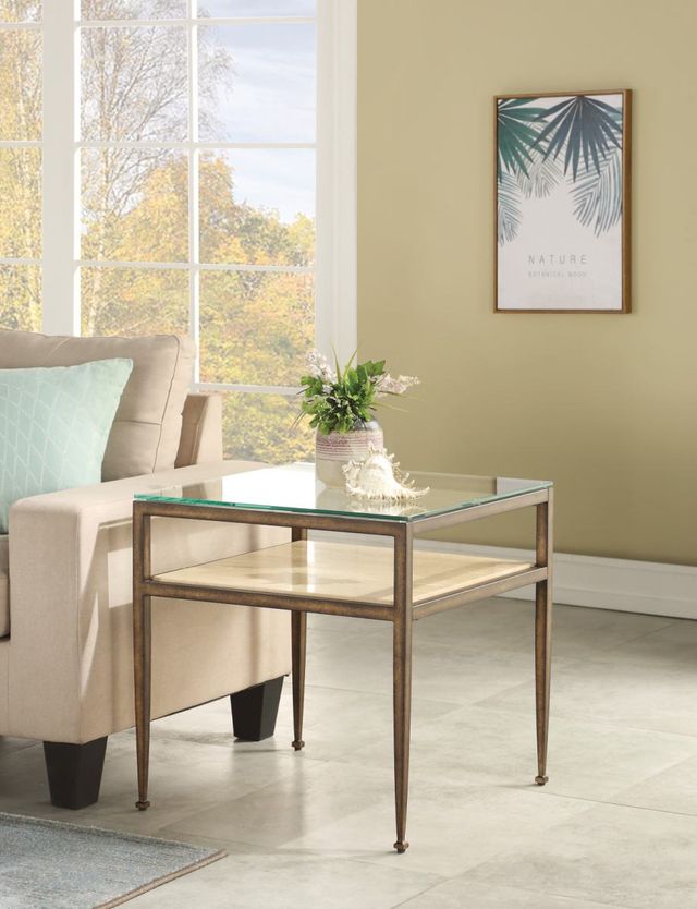 Flexsteel® Venice Glass Top Lamp Table with Black Metal Frames-2