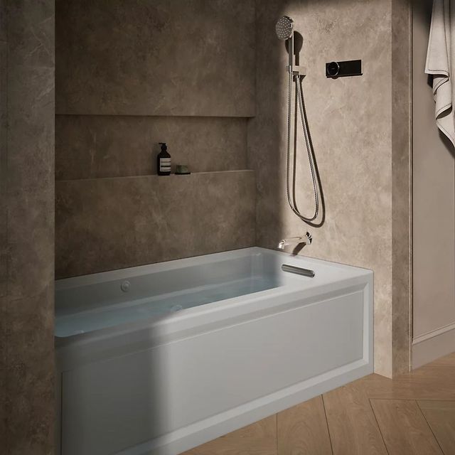 KOHLER® Archer® Ice Grey 66" x 32" Alcove Heated BubbleMassage™ Air Bath and Whirlpool - Right Drain-1