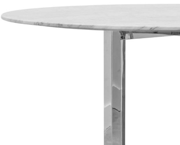 Modus Furniture Amalfi White Marble Top Round Counter Table with Chrome Base -3