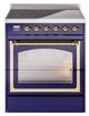 Ilve® Nostalgie II Noblesse 30'' Midnight Blue Pro Style Induction Range with Brass Trim-0