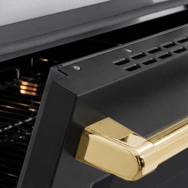 ZLINE Autograph Edition Paramount 36" Satin Stainless Steel Pro Style Induction Range with Black Matte Door and Polished Gold Accents-3