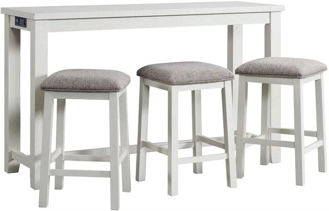 Elements International Stone White Occasional Bar Table Set-0