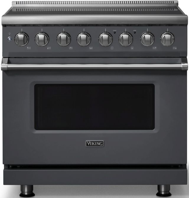 Viking® 5 Series 36" Cast Black Pro Style Induction Range with Polished Chrome Trim-0