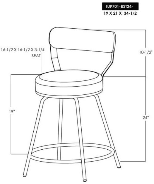 International Furniture Direct Maison Black/Blacksmithing Matte Black 24" Swivel Bar Stool-1