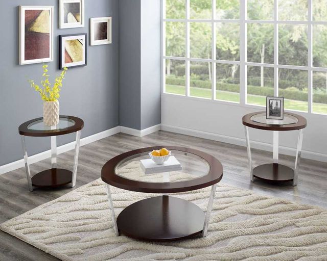 Steve Silver Co. Duncan Glass Top End Table with Espresso Base-1