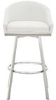 Armen Living Eleanor Brushed Stainless Steel/White 26'' Counter Stool-1