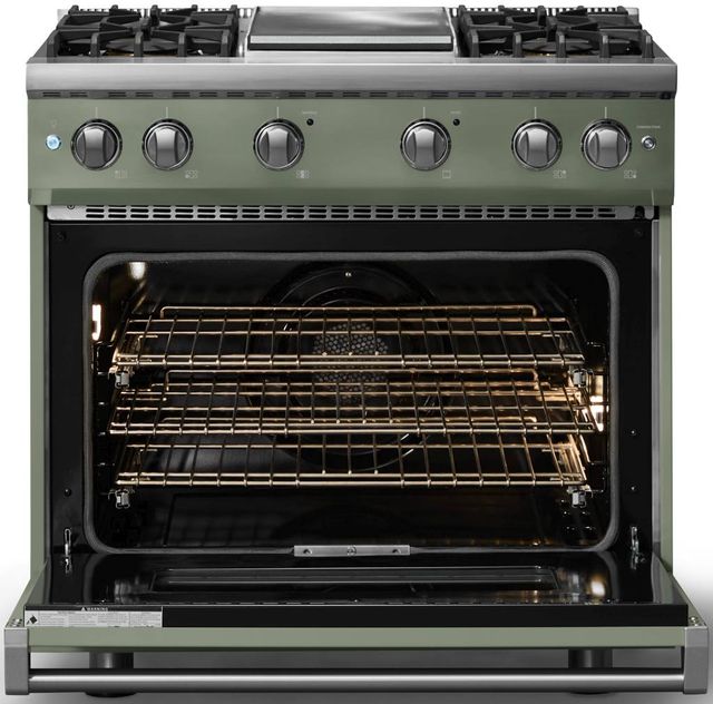 Viking® 5 Series 36" Eucalyptus Pro Style Gas (LP) Range with Polished Chrome Trim-1