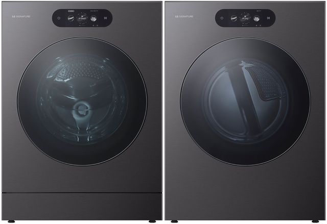LG SIGNATURE Brushed Black Steel Front Load Washer & Gas Dryer Laundry Pair-0