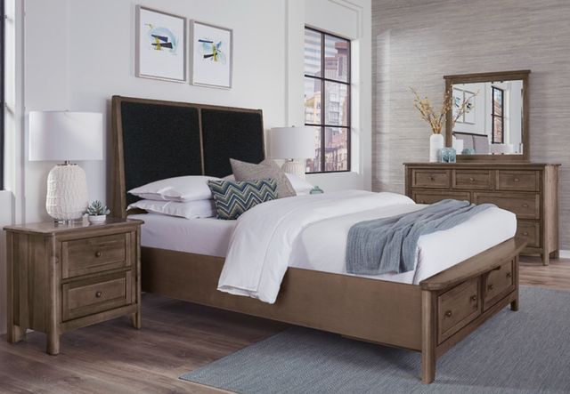 Vaughan-Bassett Woodbridge Black/Dark Cashmere King Upholstered Panel Storage Bed-1