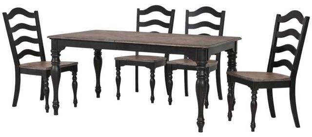 Liberty Furniture Magnolia Manor 5-Piece Antique Black/Weathered Bark Dining Table Set-0