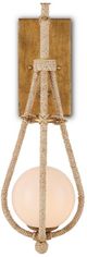 Currey & Company Passageway Natural/Gold/White Wall Sconce-1