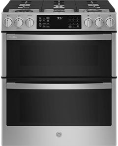 GE Profile™ 30" Fingerprint Resistant Stainless Steel Slide In Double Oven Natural Gas Range