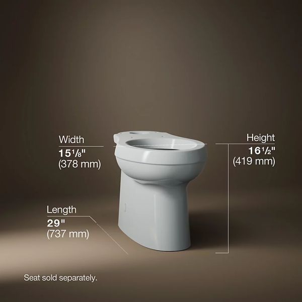 KOHLER® Cimarron® Ice Gray Elongated Chair-Height Toilet Bowl with Skirted Trapway-4