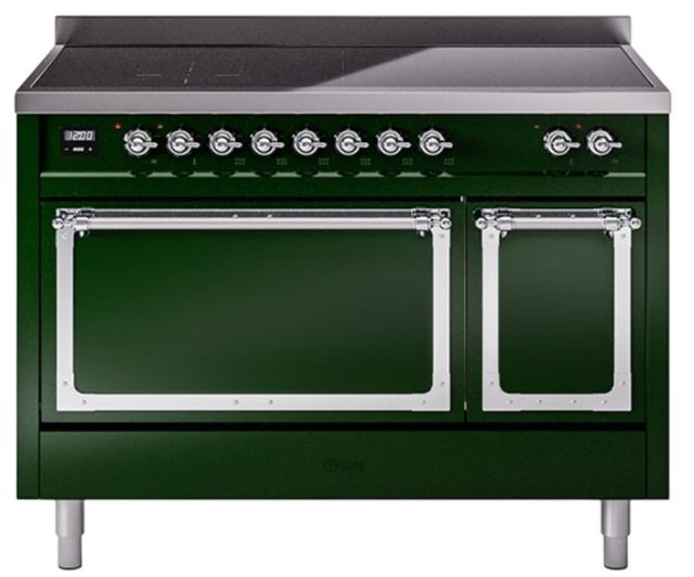 Ilve® Nostalgie II Noblesse 48'' Emerald Green Pro Style Induction Range with Chrome Trim-0