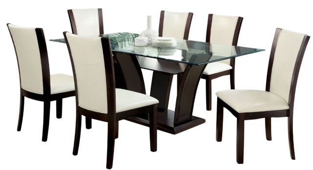 Furniture of America® Manhattan 7-Piece Brown Cherry/White Dining Set-0