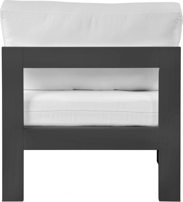 Meridian Furniture Nizuc White Waterproof Fabric Outdoor Patio Aluminum Armless Chair-1