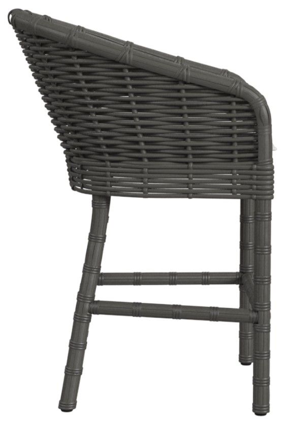 Sunset West Cabo Kahlua Resin Wicker Outdoor Counter Stool with Soothe Pearl Cushion-2