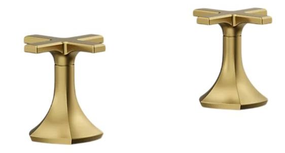 KOHLER® Occasion® Vibrant Brushed Moderne Brass Cross Bathroom Sink Faucet Handles-0