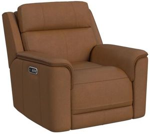 Elements International Mustang Aline Butternut Power Recliner with Power Headrest and Lumbar