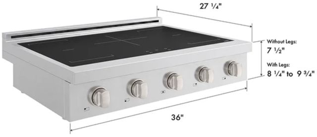ZLINE Paramount 36" Satin Stainless Steel Induction Rangetop with 5-Element Cooktop-1