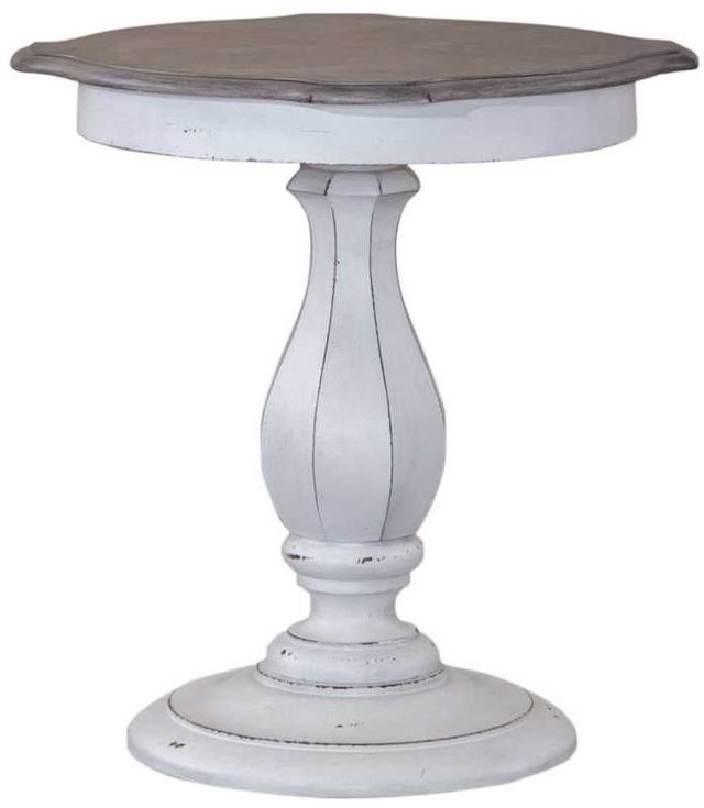 Liberty Furniture Magnolia Manor Weathered Bark Accent Table with Antique White Base-0
