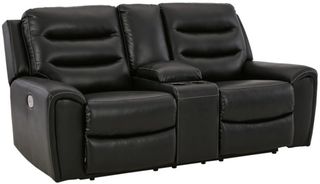 Signature Design by Ashley® Warlin Black Power Reclining Loveseat with Console