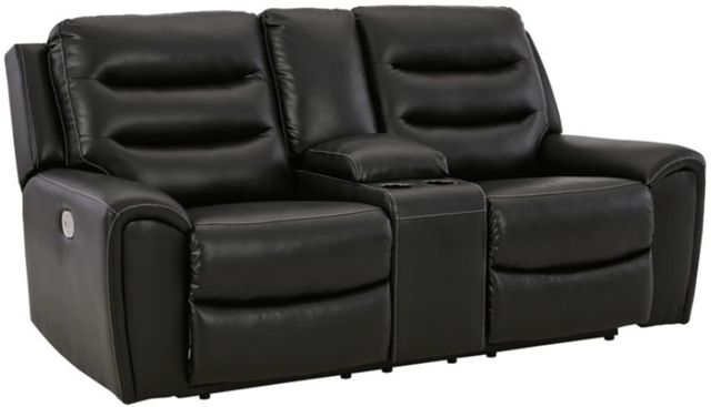 Signature Design by Ashley® Warlin Black Power Reclining Loveseat with Console-0