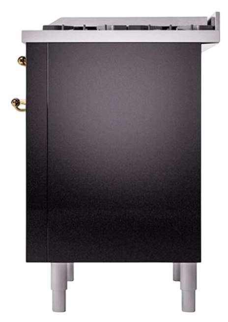 Ilve® Nostalgie II Noblesse 36'' Glossy Black Pro Style Dual Fuel Range with Brass Trim-3