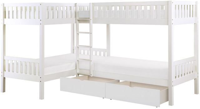 Homelegance® Galen White Youth Twin Corner Bunk Bed with Storage Boxes-3