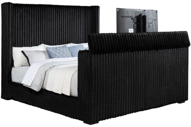 Coaster® Centergrove Black Eastern King Upholstered Wingback Sleigh Bed-2