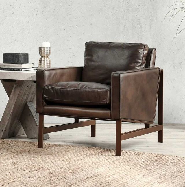 Classic Home Chazzie Truffle Brown Leather Accent Chair-1