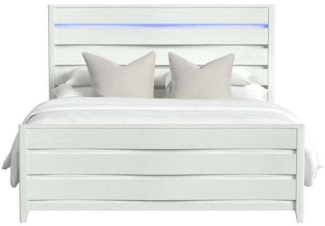 Elements International Tobias White King Panel Bed with LED-1