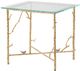 A & B Home Glass Top End Table with Gold Birds Figures Frame -0