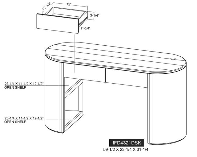 International Furniture Direct Balam Stained White Desk-2